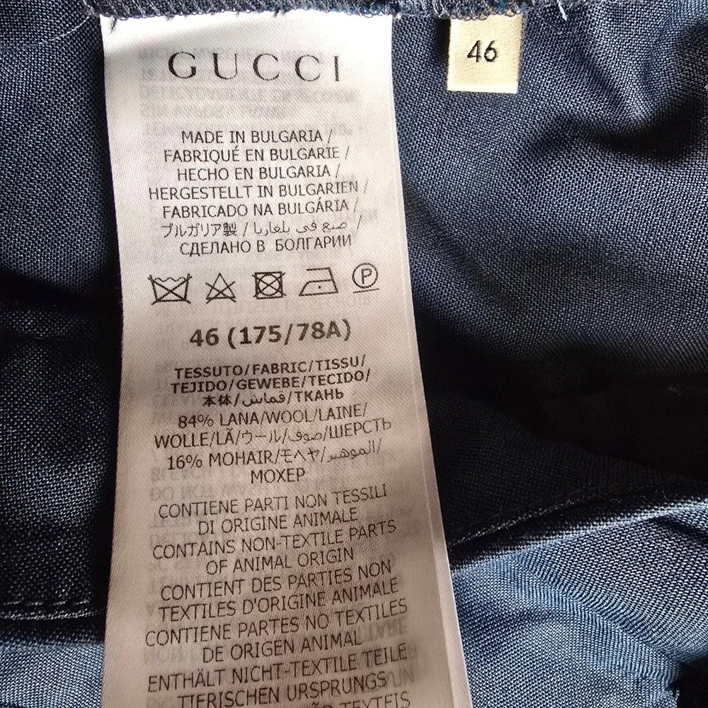 Gucci Uniform Staff Pants Men's 46‎ Blue Lana Wool Mohair Flawed As Is Trousers